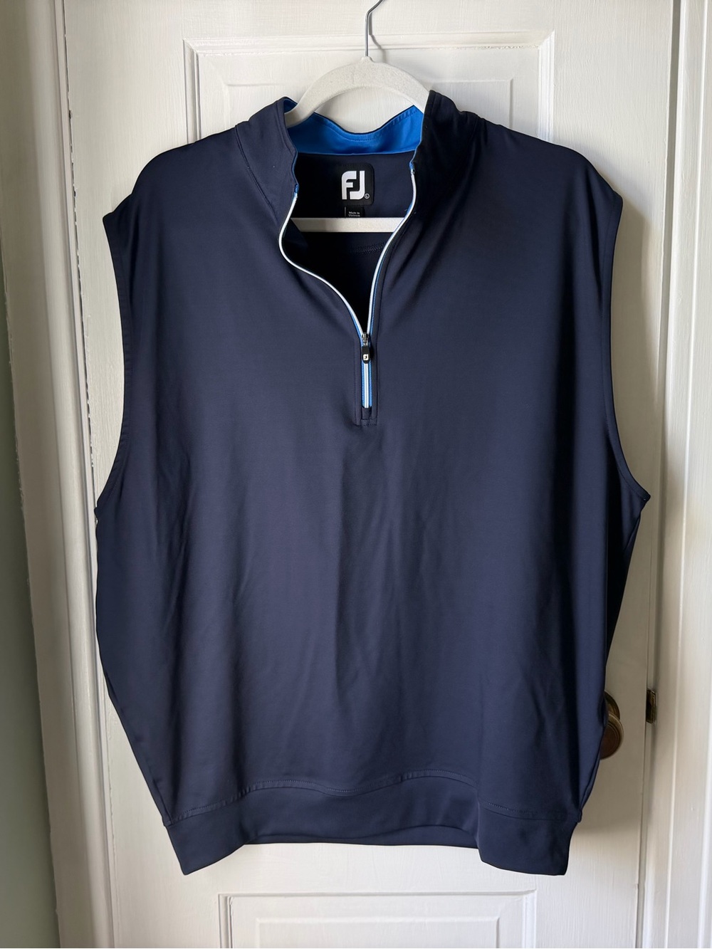 FootJoy Men's Navy Sleeveless Quarter-Zip Golf Performance Pullover Size Large